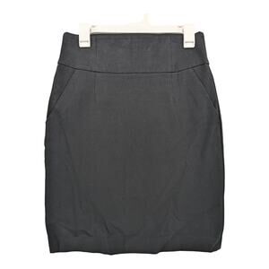 Banana Republic Straight Pencil Skirt 4 Black Stretch Work Back Zip Slit Pockets